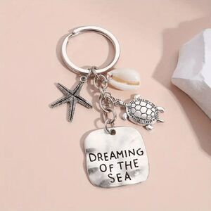 Turtle Starfish Shell Dreaming Of The Sea Keychain Key Ring